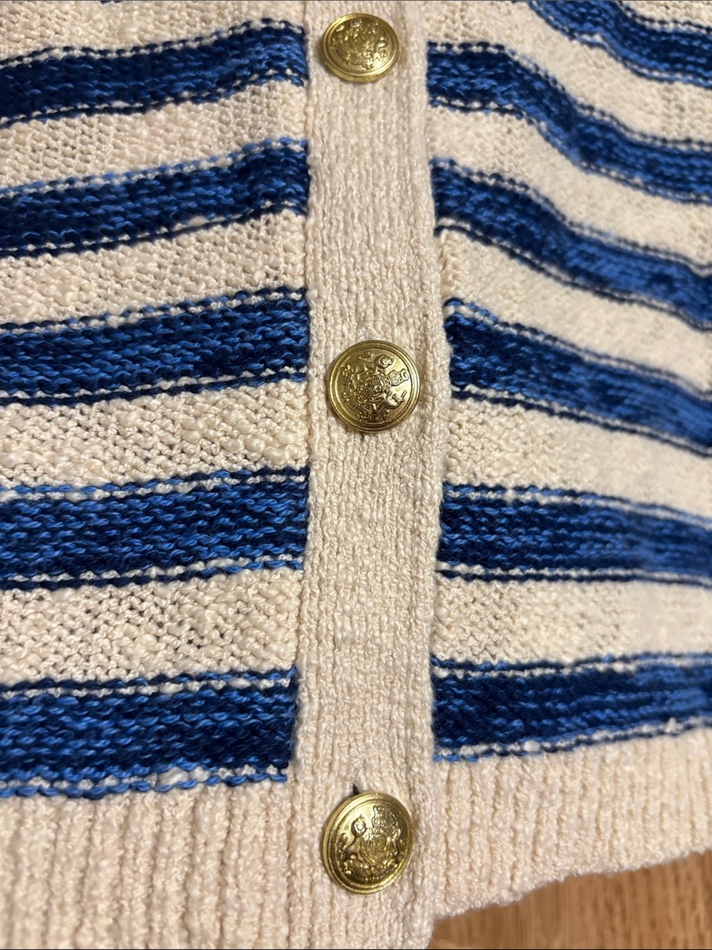 J. Crew Navy and Cream Striped Button-Up Cardigan - Picture 3 of 8